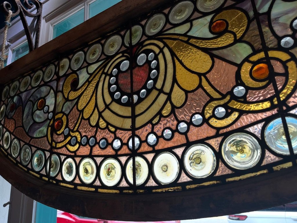 Stained glass from 1920’s building in Chicago. An amazing piece of architectural salvage. #vintage #stainedglass #antique #architecturalsalvage